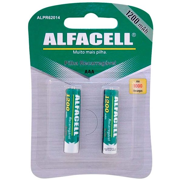 Pilha Recarregável Palito com 2 Unidades 1200mAh Alfacell Pilha Recarregável Palito com 2 Unidades 1200mAh Alfacell