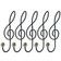 Kit 5 Ganchos Cabideiros Aço Preto Cifra Música 28cm Suportes de Parede Pendurar Roupas Bolsas
