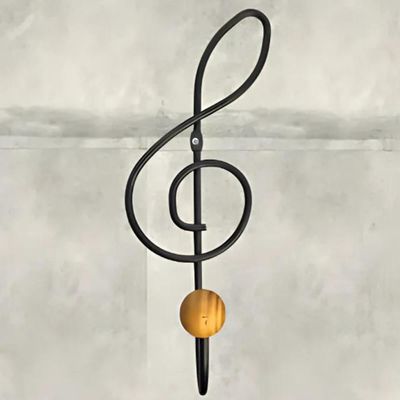 Kit 5 Ganchos Cabideiros Aço Preto Cifra Música 28cm Suportes de Parede Pendurar Roupas Bolsas