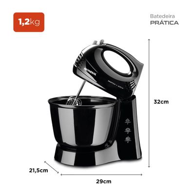 Batedeira de Mesa Mondial Pratica B44B 400W 3 Velocidades Preta 220V 220V