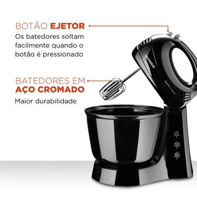Batedeira de Mesa Mondial Pratica B44B 400W 3 Velocidades Preta 220V 220V