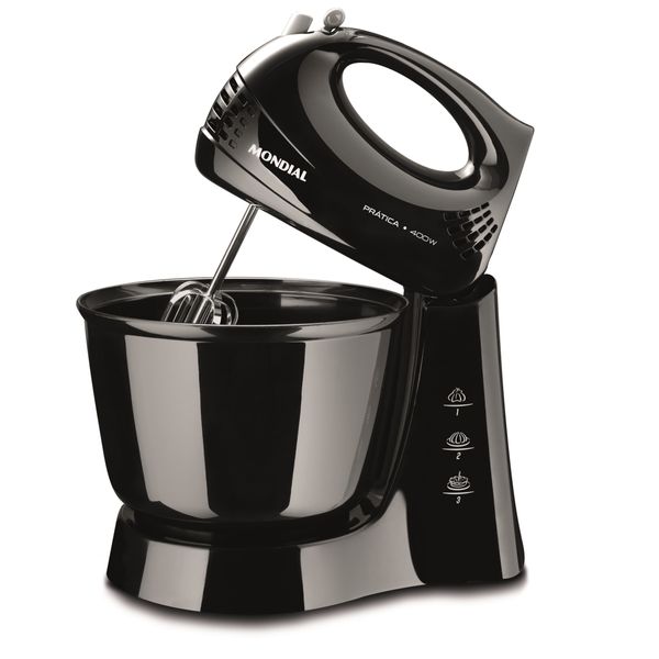 Batedeira de Mesa Mondial Pratica B44B 400W 3 Velocidades Preta 127V 127V