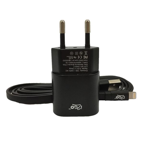 Kit Carregador de Parede com Cabo Lightning I2GO I2GKIT003BK Preto Preta Kit Carregador de Parede com Cabo Lightning I2GO I2GKIT003BK Preto Preta