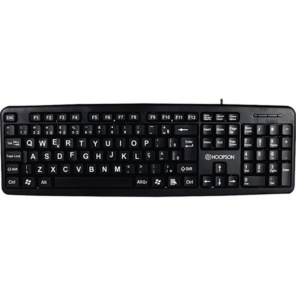 Teclado USB Hoopson Standard Home Office Teclas Grandes TPC-058G Preta Preta