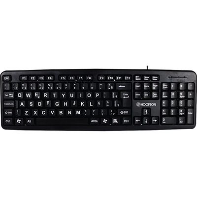 Teclado USB Hoopson Standard Home Office Teclas Grandes TPC-058G Preta Preta