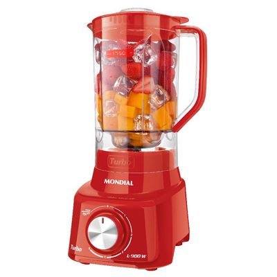 Liquidificador com Filtro 900W 2.7L Mondial Turbo L-900 FR 5 Velocidades Vermelho 127V 127V