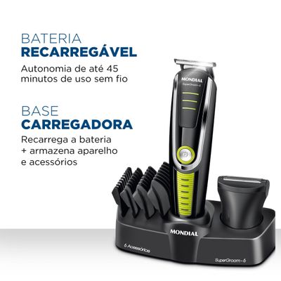 Kit Aparador de Pelos 6 em 1 Mondial Super Groom BG-04 Bivolt Bivolt