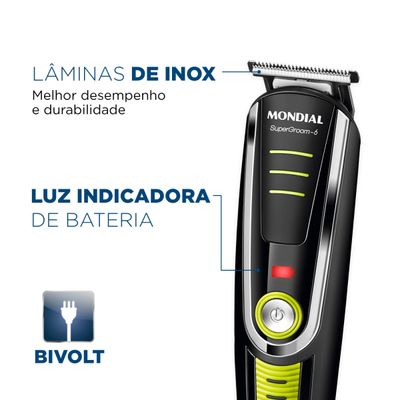 Kit Aparador de Pelos 6 em 1 Mondial Super Groom BG-04 Bivolt Bivolt