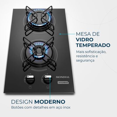 Cooktop a Gás 2 Bocas Mondial CTG-04 BIV