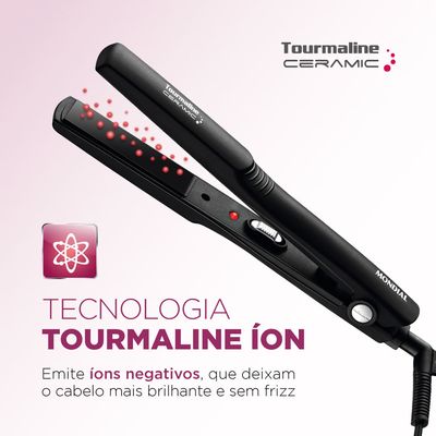 Prancha Alisadora Tourmaline Ceramic Mondial Preto 30W P-15 Bivolt