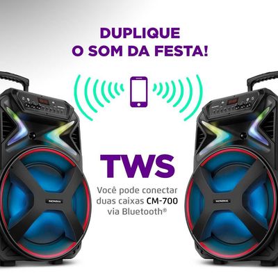 Caixa Acústica Bluetooth USB 700W Mondial CM700 Preta / Bivolt