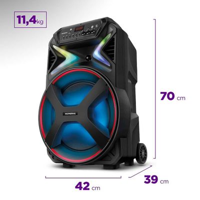 Caixa Acústica Bluetooth USB 700W Mondial CM700 Preta / Bivolt