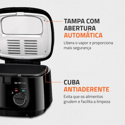 Fritadeira Elétrica Big Fry 2,5L Mondial Preto 1500W FT-07 110