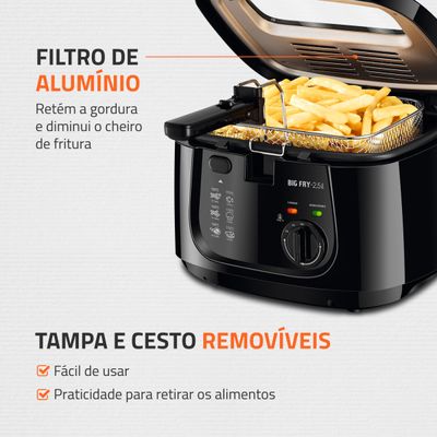 Fritadeira Elétrica Big Fry 2,5L Mondial Preto 1500W FT-07 110