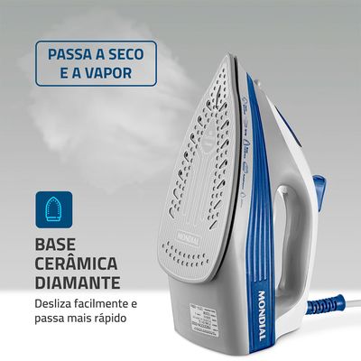 Ferro a Vapor Mondial Branco e Azul 1200W FVN-01-BL 110