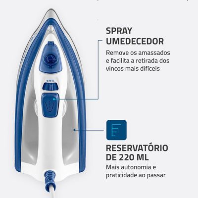 Ferro a Vapor Mondial Branco e Azul 1200W FVN-01-BL 110