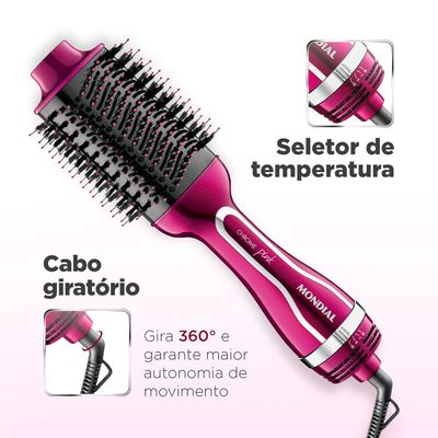 Escova Secadora Mondial Chrome Pink 1200W ES-04 220