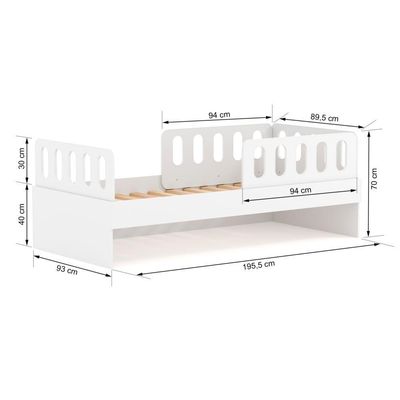 Cama Solteiro Mdf Branco Com 02 Grades E Cabeceira Anatômica Mobilistore