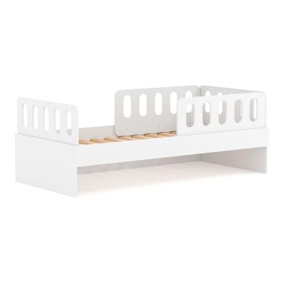 Cama Solteiro Mdf Branco Com 02 Grades E Cabeceira Anatômica Mobilistore