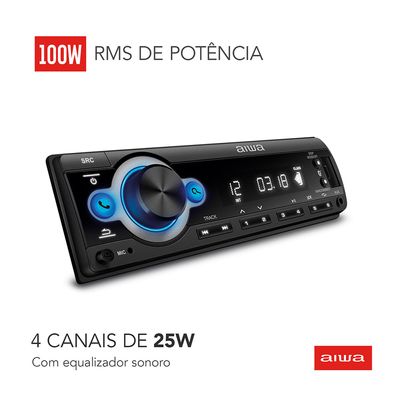 Som Automotivo Car Áudio AIWA CA-D-01 4X25W BT Mic BIVOLT