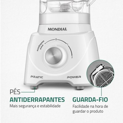 Liquidificador Pratic Power Mondial Branco 550W L-97-W 127V