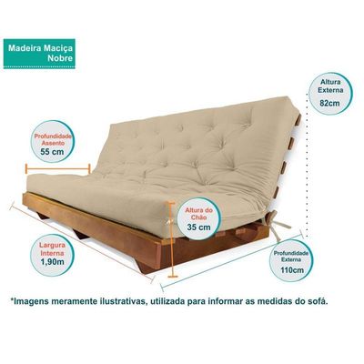 Sofá Cama Futon L Acquablock Azul Royal Madeira Nobre Maciça