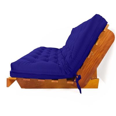 Sofá Cama Futon L Acquablock Azul Royal Madeira Nobre Maciça