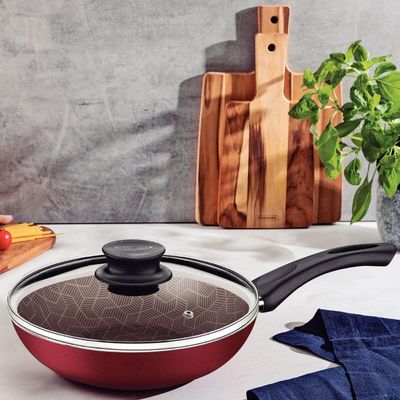 Frigideira Funda com Tampa Tramontina 26cm Antiaderente 2,9L Vermelho Starflon Max