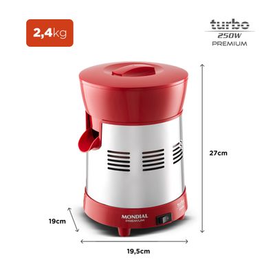 Extrator Turbo Premium Mondial Vermelho e Inox 250W E-24 Bivolt