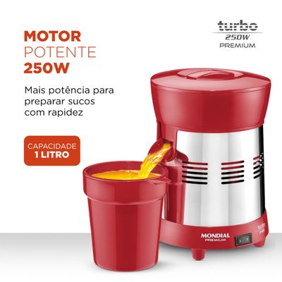 Extrator Turbo Premium Mondial Vermelho e Inox 250W E-24 Bivolt