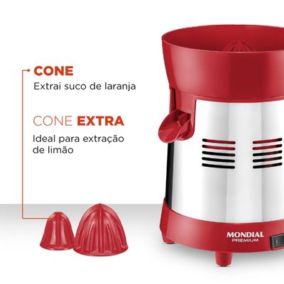 Extrator Turbo Premium Mondial Vermelho e Inox 250W E-24 Bivolt