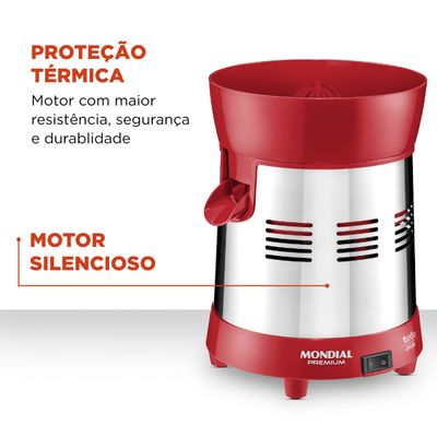 Extrator Turbo Premium Mondial Vermelho e Inox 250W E-24 Bivolt