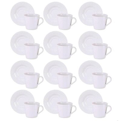 Kit 12 Xícaras de Chá Café com Pires Porcelana 185ml Tramontina Ingrid Padaria Hotel