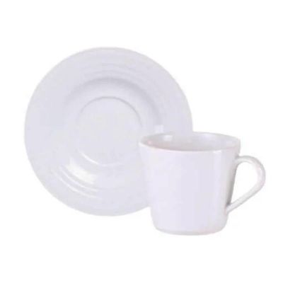 Jogo 12 Xícaras de Chá com Pires 185ml Tramontina Vibrare Porcelana Café Hotel Padaria