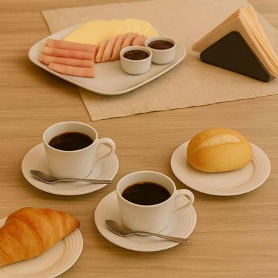 Jogo 12 Xícaras de Chá com Pires 185ml Tramontina Vibrare Porcelana Café Hotel Padaria