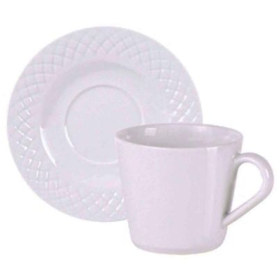 Kit 12 Xícaras de Chá Café com Pires Porcelana 185ml Tramontina Ingrid Padaria Hotel