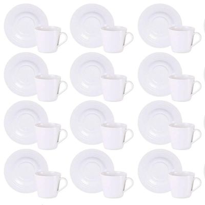 Jogo 12 Xícaras de Chá com Pires 185ml Tramontina Vibrare Porcelana Café Hotel Padaria