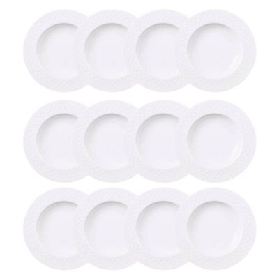 Kit 12 Pratos Fundos Porcelana Branca 23cm Mesa Posta Buffet Restaurante 330ml Tramontina Ingrid