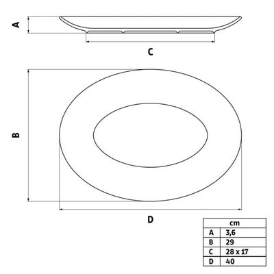 Kit 2 Travessas de Porcelana Oval 40x29cm Baixela Servir Assados Branco Tramontina Sophia