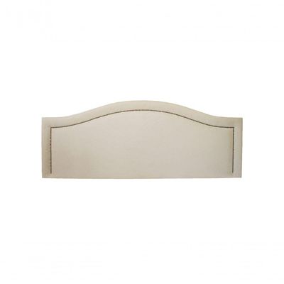 Cabeceira Casal Curva Luxo 140x60 Suede Off White - Tachas Prata