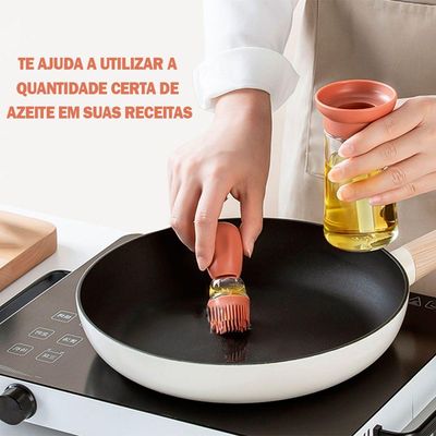 Dispenser De Oleo Azeite Com Escova De Silicone Vidro 180ml Salmão