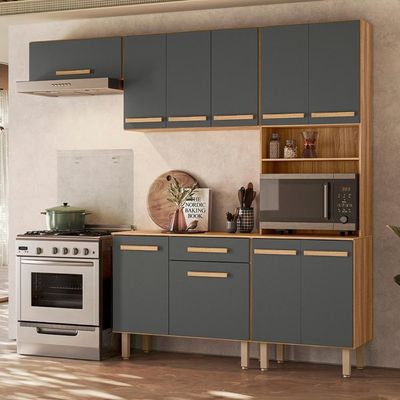 Cozinha Com Balcão Lemon Com 10 Portas E 1 Gaveta 222 Cm