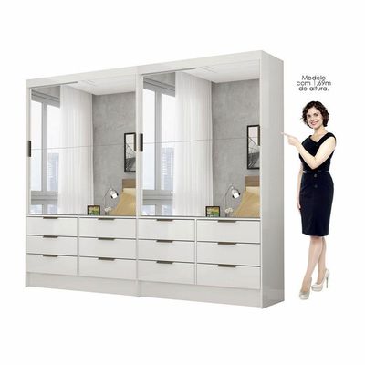 Closet Casal Sevilha 4 Portas Premium 12 Gvts Carioca Móveis Branco