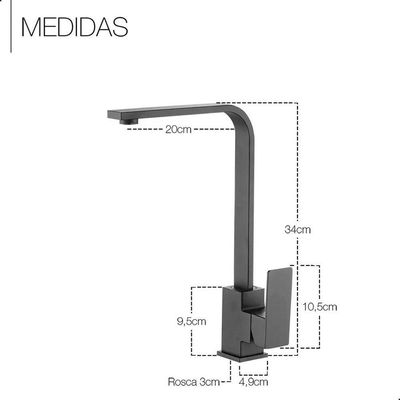 Torneira Preta 34cm P- Cuba Banheiro Lavabo Inox Misturador