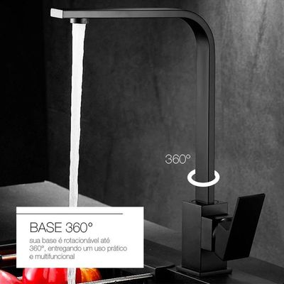 Torneira Preta 34cm P- Cuba Banheiro Lavabo Inox Misturador