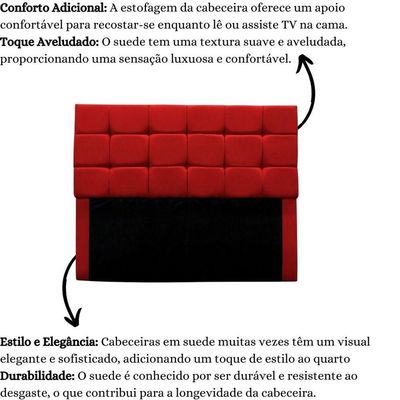 Cabeceira Cama Box Queen 160 Cm Bianca Suede Vermelho