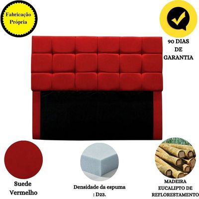 Cabeceira Cama Box Queen 160 Cm Bianca Suede Vermelho