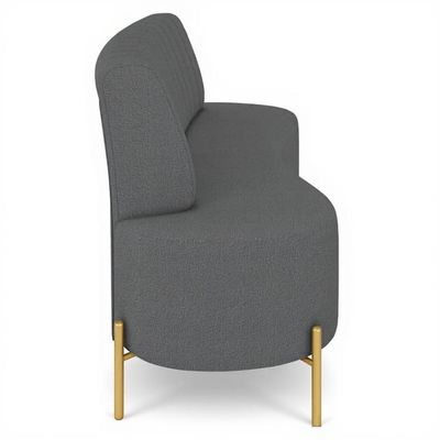 Sofá 2 Lugares 135cm Pés Aço Dourado Tamar Boucle Grafite Z08 - Mpozenato