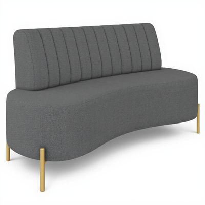 Sofá 2 Lugares 135cm Pés Aço Dourado Tamar Boucle Grafite Z08 - Mpozenato