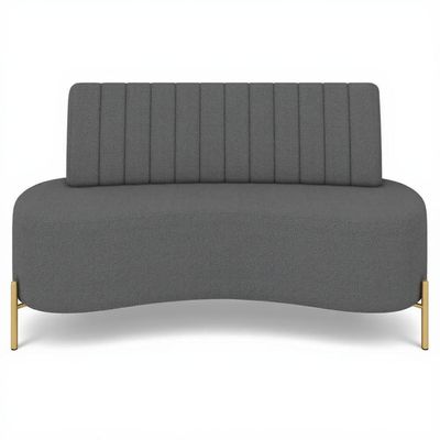 Sofá 2 Lugares 135cm Pés Aço Dourado Tamar Boucle Grafite Z08 - Mpozenato